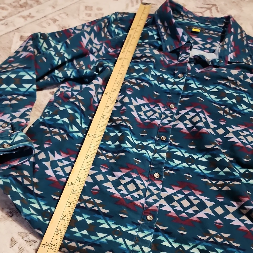 CABELA'S | Multicolor Geometric Shirt Women's Green Southwestern Button Up | 2X